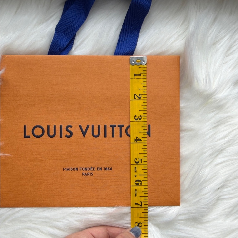 Louis Vuitton Orange Shopping Bag with Blue Handles - Picture 7 of 11